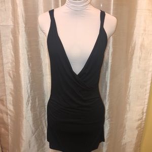 Black mini dress with low cut front